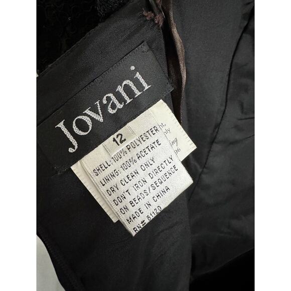 Jovani Embellished Lace Brown Satin Black Beaded Prom Evening Gown 12 Pageant - Picture 9 of 16